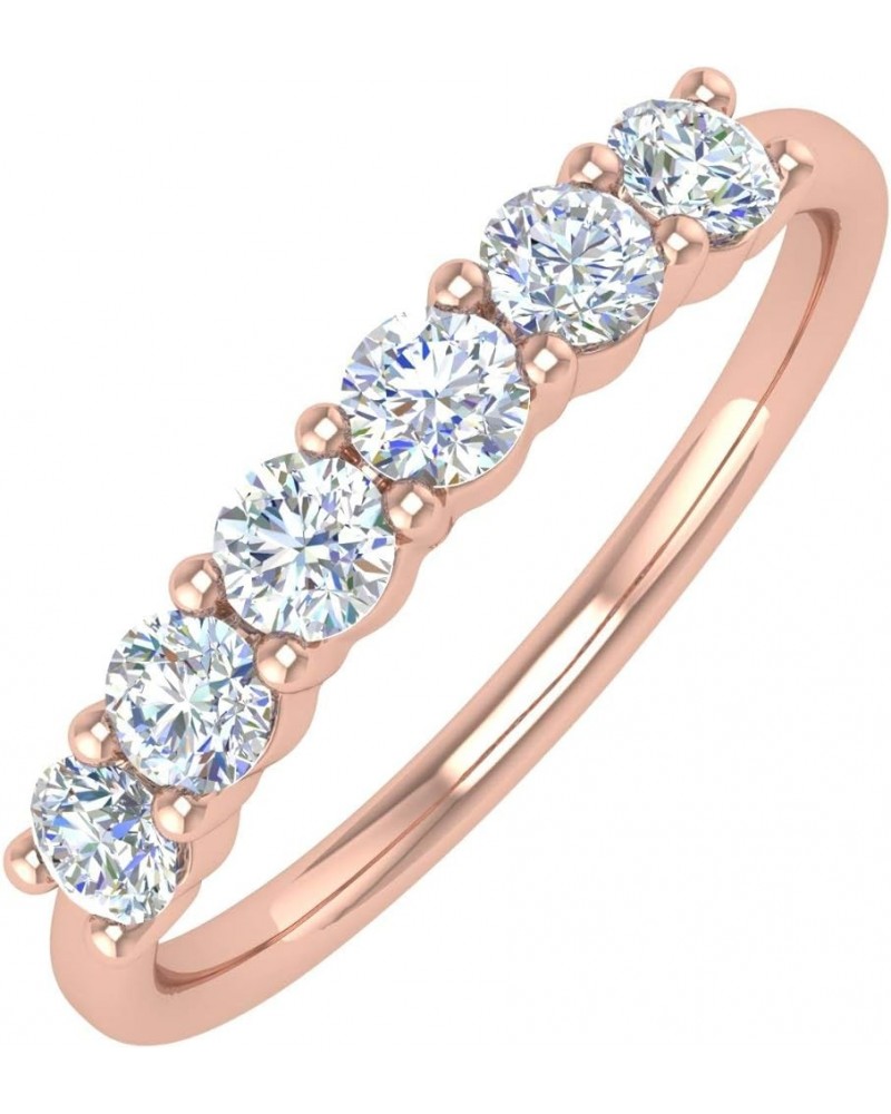 1/2 Carat 6-Stone Diamond Wedding Band Ring in 14K Gold Rose Gold $123.75 Bracelets