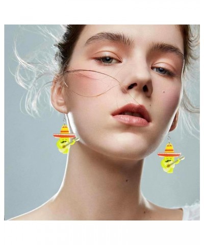 Colorful Fiesta Drop Earrings Fiesta Party Sombrero Dangle Earrings For Women Girls guitar $6.83 Earrings