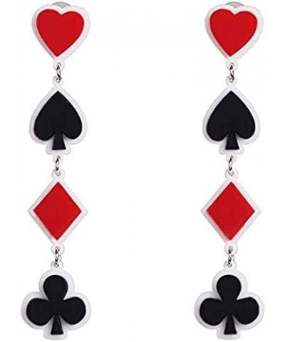 Playing Cards Pattern Drop Earring Fashion Party Gift Charms Hearts Spades Plum Poker Acrylic Earring Jewelry Red $6.72 Earrings