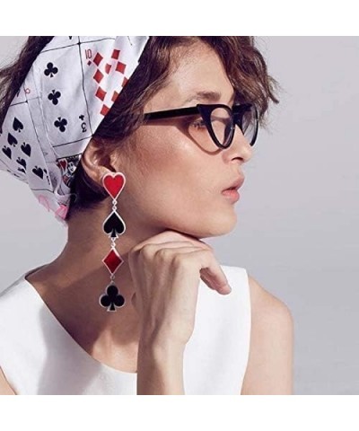 Playing Cards Pattern Drop Earring Fashion Party Gift Charms Hearts Spades Plum Poker Acrylic Earring Jewelry Red $6.72 Earrings