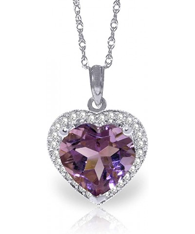 14K Gold Diamond & Heart Purple Amethyst Pendant Necklace White Gold 20.0 Inches $206.50 Necklaces