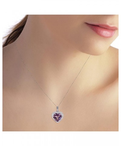 14K Gold Diamond & Heart Purple Amethyst Pendant Necklace White Gold 20.0 Inches $206.50 Necklaces