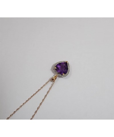 14K Gold Diamond & Heart Purple Amethyst Pendant Necklace White Gold 20.0 Inches $206.50 Necklaces