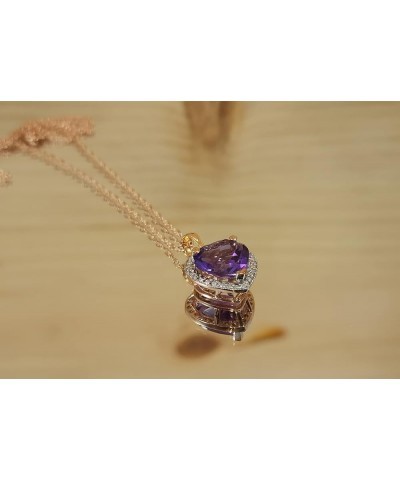 14K Gold Diamond & Heart Purple Amethyst Pendant Necklace White Gold 20.0 Inches $206.50 Necklaces