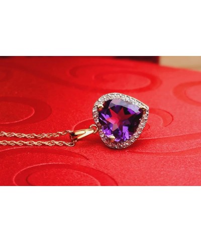 14K Gold Diamond & Heart Purple Amethyst Pendant Necklace White Gold 20.0 Inches $206.50 Necklaces