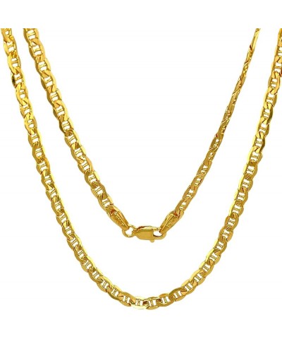 14K and 10K Real Gold Flat Mariner Chain - 2.4mm 3.05mm 3.85mm 4.65mm Diamond Cut Anchor Link Chain Necklace For Men - Dainty...