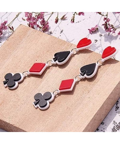 Playing Cards Pattern Drop Earring Fashion Party Gift Charms Hearts Spades Plum Poker Acrylic Earring Jewelry Red $6.72 Earrings