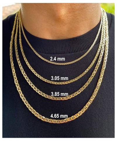 14K and 10K Real Gold Flat Mariner Chain - 2.4mm 3.05mm 3.85mm 4.65mm Diamond Cut Anchor Link Chain Necklace For Men - Dainty...