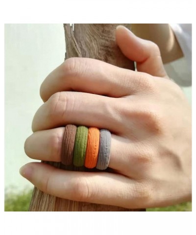 5.7 mm Silicone Ring Tree Bark Grain Men and Women's Sports Ring Flexible Silicone Couple Wedding Jewelry Grey $8.88 Rings