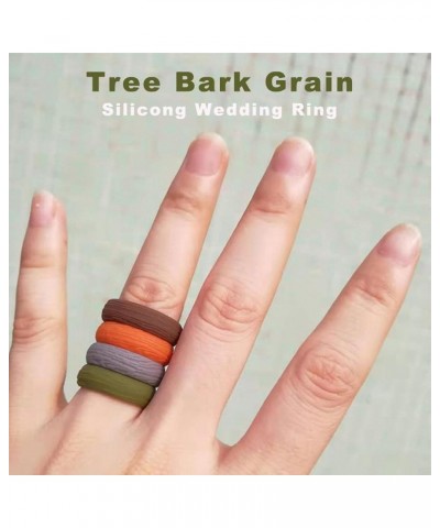 5.7 mm Silicone Ring Tree Bark Grain Men and Women's Sports Ring Flexible Silicone Couple Wedding Jewelry Grey $8.88 Rings