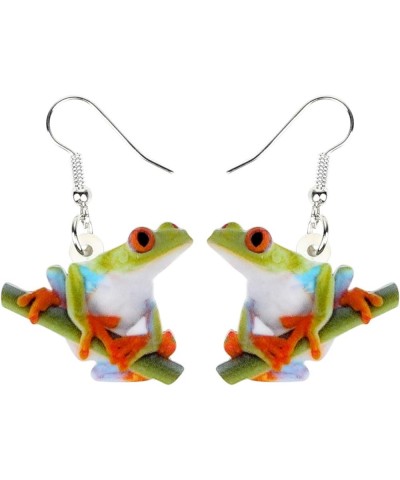 Acrylic Novelty Sweet Green Frog Earrings Drop Dangle Jewelry For Women Teen Charms Gifts Green $7.27 Earrings