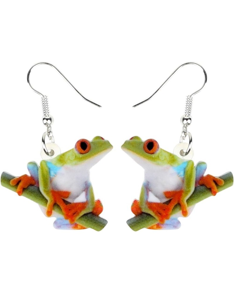 Acrylic Novelty Sweet Green Frog Earrings Drop Dangle Jewelry For Women Teen Charms Gifts Green $7.27 Earrings