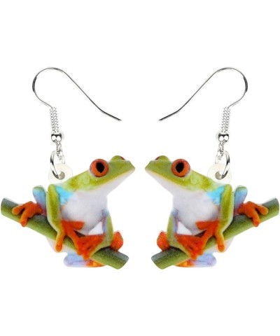 Acrylic Novelty Sweet Green Frog Earrings Drop Dangle Jewelry For Women Teen Charms Gifts Green $7.27 Earrings