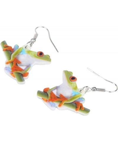 Acrylic Novelty Sweet Green Frog Earrings Drop Dangle Jewelry For Women Teen Charms Gifts Green $7.27 Earrings