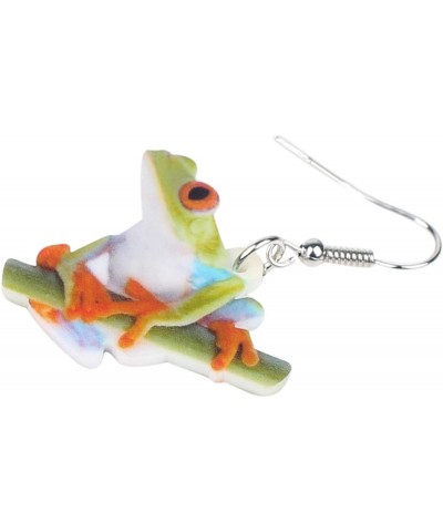 Acrylic Novelty Sweet Green Frog Earrings Drop Dangle Jewelry For Women Teen Charms Gifts Green $7.27 Earrings