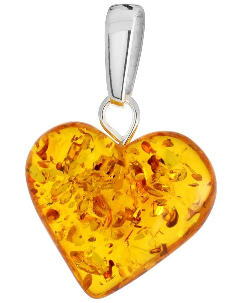 Sterling Silver Baltic Amber Heart Necklace for Women 1 inch tall Available with or without chain with NO Chain $24.44 Necklaces