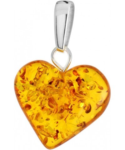 Sterling Silver Baltic Amber Heart Necklace for Women 1 inch tall Available with or without chain with NO Chain $24.44 Necklaces