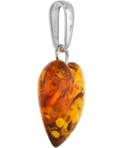 Sterling Silver Baltic Amber Heart Necklace for Women 1 inch tall Available with or without chain with NO Chain $24.44 Necklaces