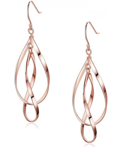 14K Gold Plated Sterling Silver Post Lightweight Classic Dangle Earrings for Women Girls B Rose Gold $10.91 Earrings