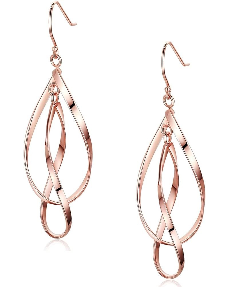 14K Gold Plated Sterling Silver Post Lightweight Classic Dangle Earrings for Women Girls B Rose Gold $10.91 Earrings