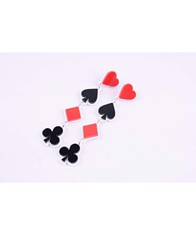 Playing Cards Pattern Drop Earring Fashion Party Gift Charms Hearts Spades Plum Poker Acrylic Earring Jewelry Red $6.72 Earrings