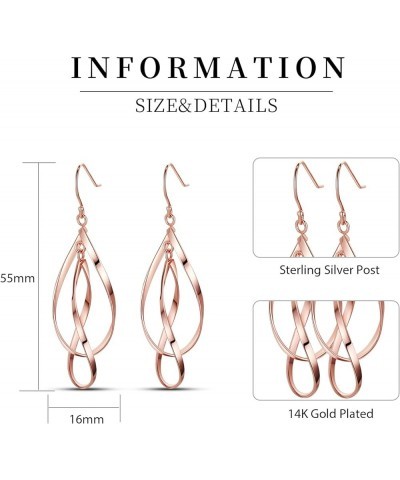 14K Gold Plated Sterling Silver Post Lightweight Classic Dangle Earrings for Women Girls B Rose Gold $10.91 Earrings