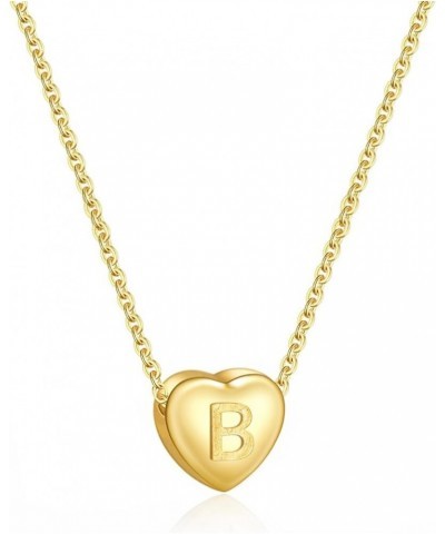 Dainty Initial Necklace S925 Sterling Silver Letters A-Z 26 Alphabet Heart Pendant Necklace for Women Initial: B Gold Plated ...