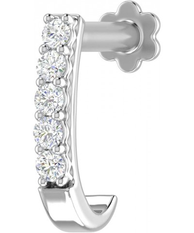 0.06 to 0.13 Carat 5-Stones Diamond Nose Pin Open Hoop in 18K Gold (SI1-SI2 Clarity) White Gold 0.06 carats $44.85 Body Jewelry