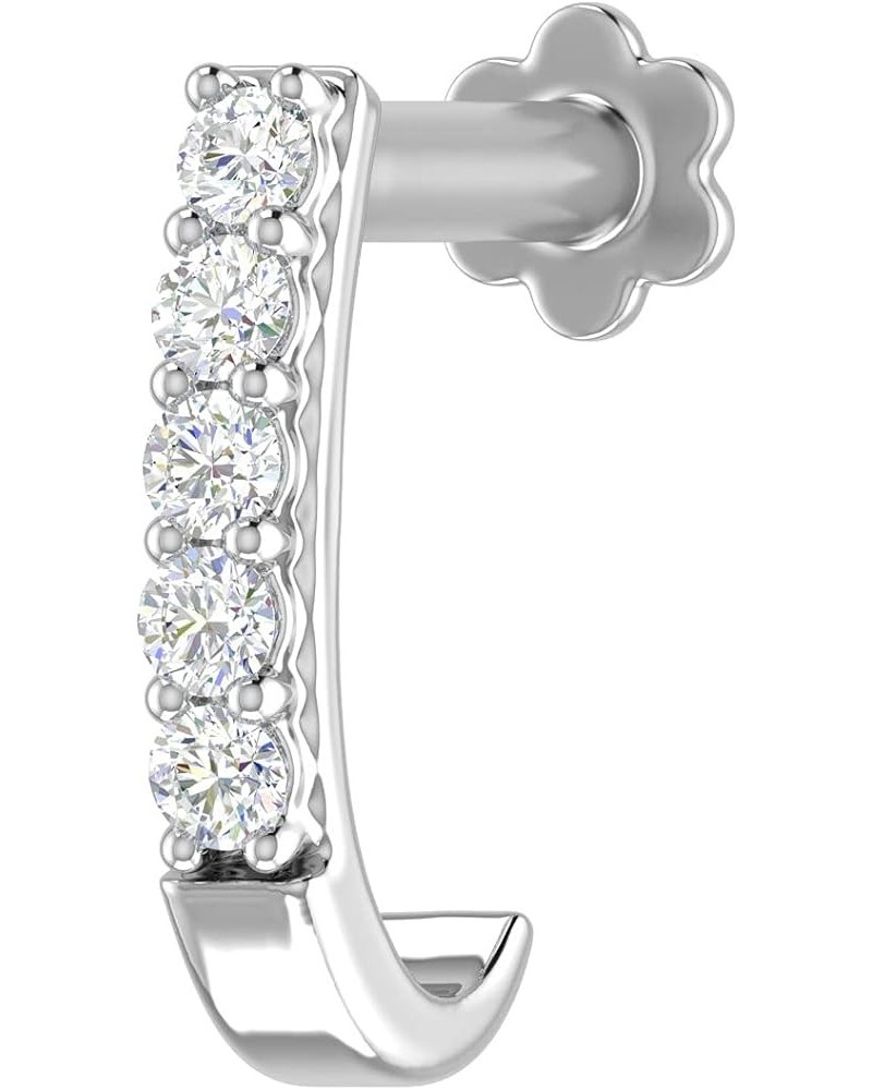 0.06 to 0.13 Carat 5-Stones Diamond Nose Pin Open Hoop in 18K Gold (SI1-SI2 Clarity) White Gold 0.06 carats $44.85 Body Jewelry