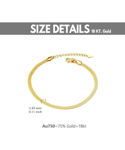 Solid 18k Gold Anklets for Women, Gold Mesh-Link Chain Jewelry Ankle Bracelets Gifts for Wife/Mother/Girlfriend (2.9 mm) 8.2-...