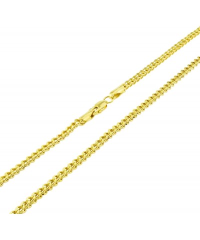 10k Yellow Gold 2.5mm Franco Chain Box Square Wheat Pendant Necklace, Mens Womens Jewelry 16" 18" 20" 22" 24" 26" 28" 30 26 $...