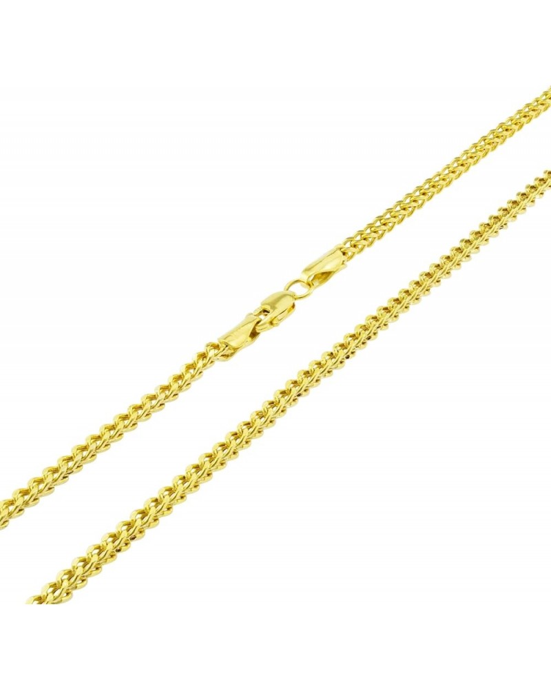 10k Yellow Gold 2.5mm Franco Chain Box Square Wheat Pendant Necklace, Mens Womens Jewelry 16" 18" 20" 22" 24" 26" 28" 30 26 $...