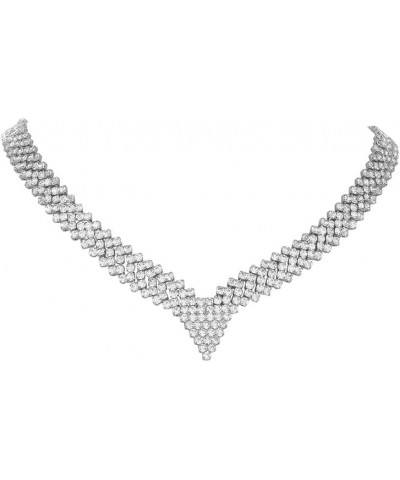 Rhinestone Choker Necklace Crystal Collar Necklaces Party Evening Neck Chain for Women and Girls NK248 Silver $8.39 Necklaces