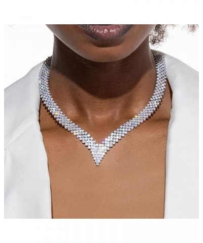 Rhinestone Choker Necklace Crystal Collar Necklaces Party Evening Neck Chain for Women and Girls NK248 Silver $8.39 Necklaces