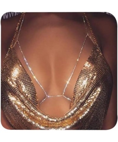 Crystal Body Chains for Women Sexy Chain Bra Chest Chain Jewelry Bling Rhinestone Bra Chain Beach Body Accessories silver $6....