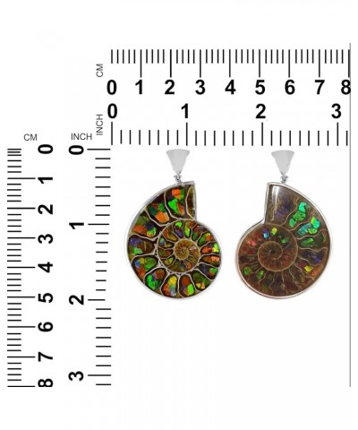 Ammonite artistic gemstone Inlay Pendant 925 Sterling Silver Ammolite Large $77.85 Pendants