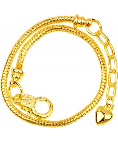 5pcs Silver Color Heart Lobster European Style Snake Chain Bracelets fit Charm Beads 7.1 22 CM Gold $8.63 Bracelets