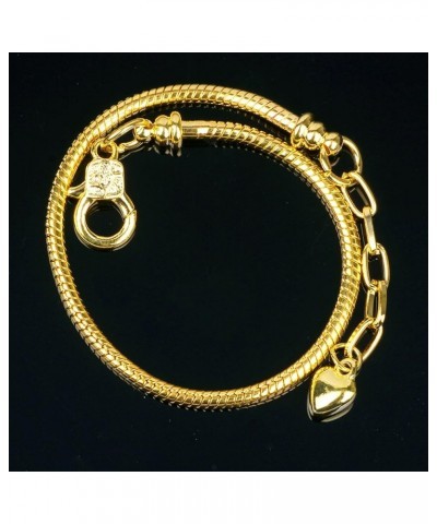 5pcs Silver Color Heart Lobster European Style Snake Chain Bracelets fit Charm Beads 7.1 22 CM Gold $8.63 Bracelets