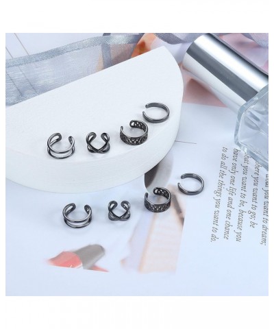 4 Pairs 925 Sterling Silver Ear Cuff Earrings for Women Adjustable Non Pierced Fake Clip On Cartilage Helix Ear Piercing Earr...