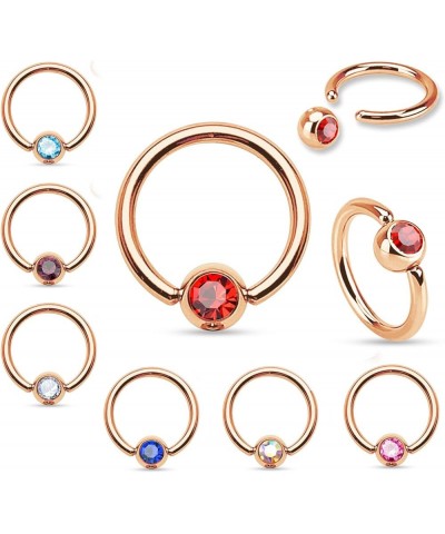 PAIR of Rose Gold Gem Captive Bead Rings - Can be used for Ears, Eyebrow, Septum, Nipples, etc Blue - 14g - 3/8" - 4mm $10.58...