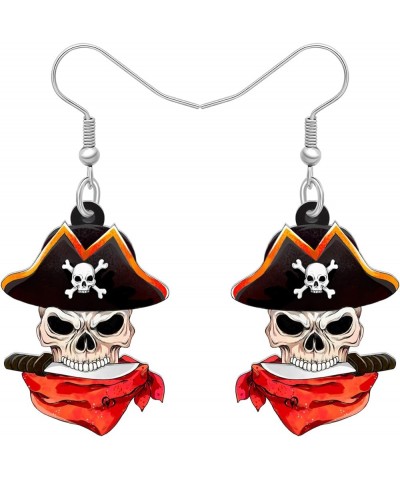 Halloween Acrylic Novelty Pirate Skull Earrings Dangle Drop Jewelry Gifts for Women Girls Charms Party Favors White B $8.39 E...