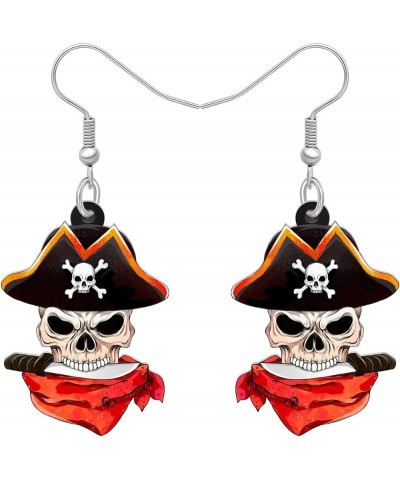 Halloween Acrylic Novelty Pirate Skull Earrings Dangle Drop Jewelry Gifts for Women Girls Charms Party Favors White B $8.39 E...