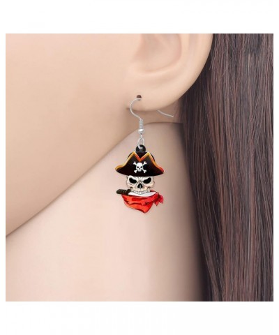 Halloween Acrylic Novelty Pirate Skull Earrings Dangle Drop Jewelry Gifts for Women Girls Charms Party Favors White B $8.39 E...