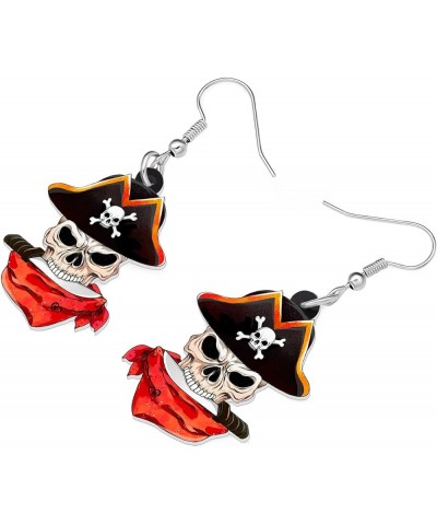 Halloween Acrylic Novelty Pirate Skull Earrings Dangle Drop Jewelry Gifts for Women Girls Charms Party Favors White B $8.39 E...