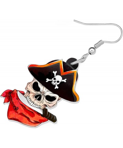 Halloween Acrylic Novelty Pirate Skull Earrings Dangle Drop Jewelry Gifts for Women Girls Charms Party Favors White B $8.39 E...