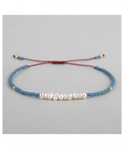 Women Pearls Bracelets Handmade Friendship Charm Bracelet Boho Thin Strand Bracelets Blue 11G $11.32 Bracelets