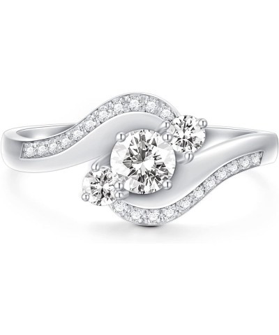 Moissanite Engagement Nings for Women 2 Style Platinum Plated Silver ring Twisting Moissanite Rings Style 1 $60.76 Rings