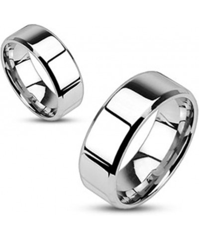 His and Hers Stainless Steel Princess Wedding Ring Set and Beveled Edge Wedding Band Women's Size 05 Men's 06mm Size 11 $21.0...