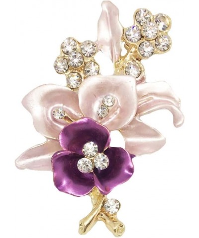 Brooch Pins for Women, Elegant Rhinestone Flower Enamel Brooch Pin Cardigan Scarf Corsage Jewelry (Purple) $6.59 Brooches & Pins