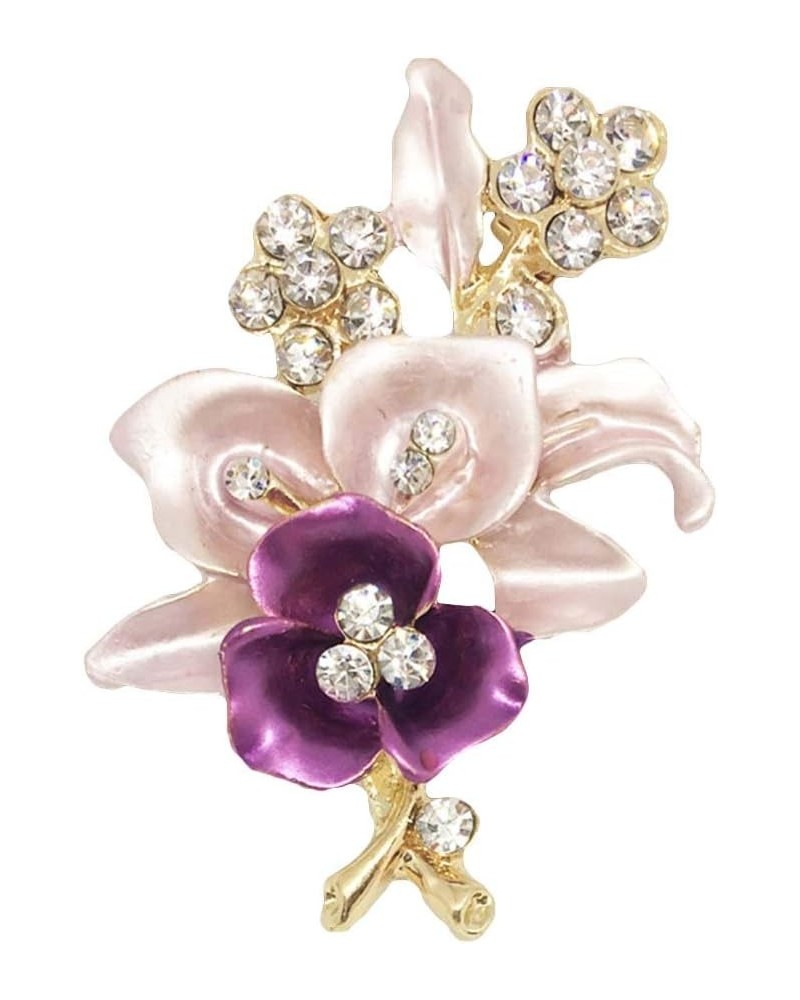 Brooch Pins for Women, Elegant Rhinestone Flower Enamel Brooch Pin Cardigan Scarf Corsage Jewelry (Purple) $6.59 Brooches & Pins